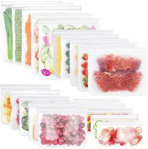 Fresh Fab Finds 20Pcs Reusable BPA-Free Food Storage Bags for Lunch & Freezer - Multi - One size