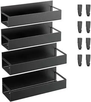 Fresh Fab Finds 4Pcs Magnetic Spice Rack with Hooks for Fridge or Microwave - Black - One Size