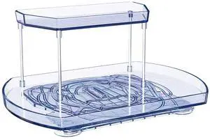 Fresh Fab Finds 2-Tier Turntable Storage Rack with 360° Slide Rail - Blue - One size