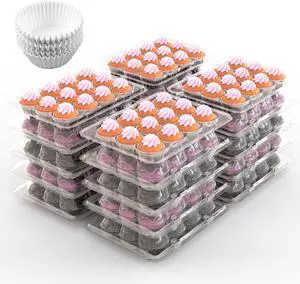 Fresh Fab Finds 12ct 20 Sets Cupcake Boxes w/ 240 Liners High Dome Lids - White - One size
