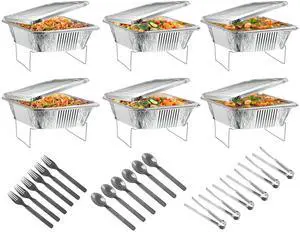 Fresh Fab Finds 36Pcs Disposable Buffet Set w/ Warmers, Utensils, Lids - Gray - One size