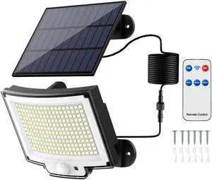 Fresh Fab Finds 228LED Solar Flood Light w/ Remote, Motion Sensor, Detachable Panel - Black - One size Fresh Fab Finds 228LED Solar Flood Light w/ Remote, Motion Sensor, Detachable Panel - Black - One size