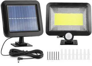 Fresh Fab Finds 100LED Solar Wall Light Motion Sensor IP65 Waterproof Dusk-to-Dawn - Black - One size