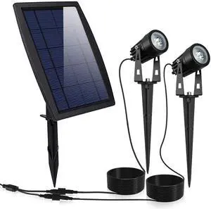 Fresh Fab Finds Twin Solar Spotlights w/ Sensor Waterproof for Garden & Lawn - Black - One size Fresh Fab Finds Twin Solar Spotlights w/ Sensor Waterproof for Garden & Lawn - Black - One size