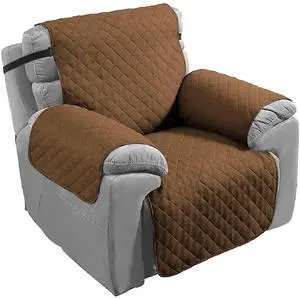 Fresh Fab Finds Reversible Sofa Cover w/ Straps Water-Resistant for Pets/Kids - Chocolate - 1 seat