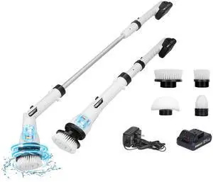 Fresh Fab Finds Cordless Electric Spin Scrubber w/ 4 Heads, 6001000RPM - White - One size Fresh Fab Finds Cordless Electric Spin Scrubber w/ 4 Heads, 6001000RPM - White - One size