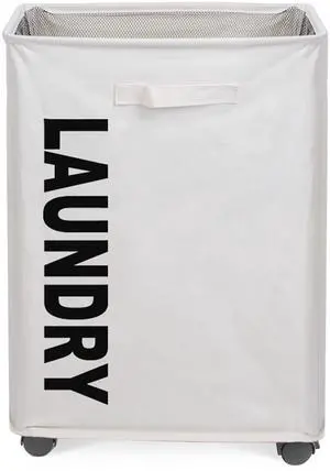 Fresh Fab Finds 82L Collapsible Rolling Laundry Hamper with Handle & Wheels - Beige - One size Fresh Fab Finds 82L Collapsible Rolling Laundry Hamper with Handle & Wheels - Beige - One size