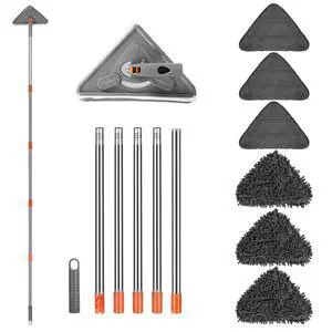 Fresh Fab Finds Adjustable Triangle Wall Mop w/ Long Handle & 6 Pads - Gray - One size Fresh Fab Finds Adjustable Triangle Wall Mop w/ Long Handle & 6 Pads - Gray - One size