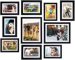 Fresh Fab Finds 10Pc Photo Frame Set for Wall & Desktop, 5x7/6x8/8x10 Collage - Black - One size Fresh Fab Finds 10Pc Photo Frame Set for Wall & Desktop, 5x7/6x8/8x10 Collage - Black - One size