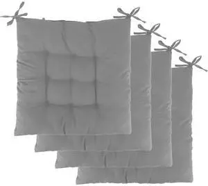 Fresh Fab Finds 4Pc Chair Cushions 15.75x15.75in Soft Tie-On Seat Pads - Gray - One Size