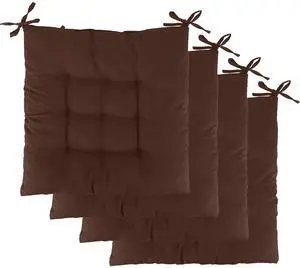Fresh Fab Finds 4Pc Chair Cushions 15.75x15.75in Soft Tie-On Seat Pads - Brown - One size
