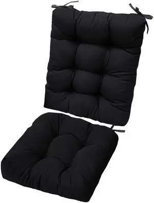 Fresh Fab Finds 2Pc Rocking Chair Cushion Set w/ Ties, Soft & Supportive - Black - One size