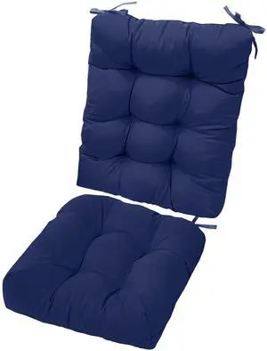 Fresh Fab Finds 2Pc Rocking Chair Cushion Set w/ Ties, Soft & Supportive - Navy Blue - One size