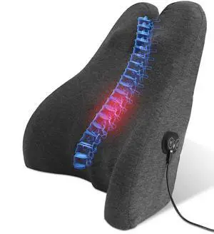 Fresh Fab Finds Memory Foam Lumbar Pillow w/ Vibration & Strap, Washable Cover - Black - One size Fresh Fab Finds Memory Foam Lumbar Pillow w/ Vibration & Strap, Washable Cover - Black - One size