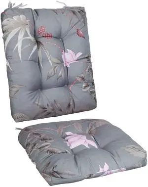 Fresh Fab Finds 2Pc Rocking Chair Cushion Set w/ Ties, Soft & Supportive - Gray Beige - One size