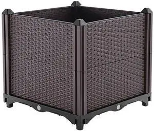 Fresh Fab Finds Raised Garden Bed w/ Self-Watering System 30x30x35cm - Black - 30 x 30 x 35 cm