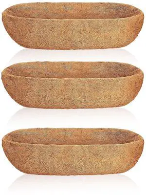 Fresh Fab Finds 3Pcs 30in Coco Liners for Hanging Trough Window Boxes - Brown - 30in