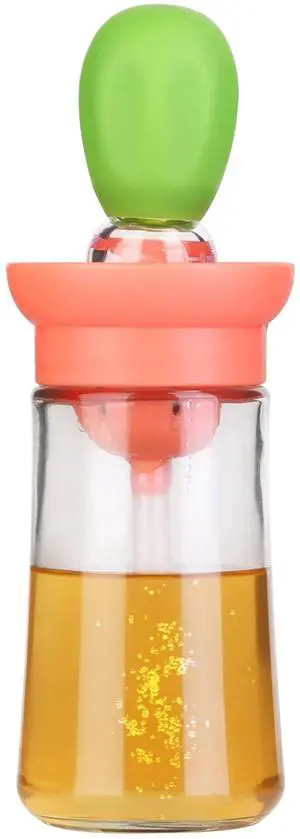 Fresh Fab Finds 2-in-1 Glass Oil Dispenser Bottle w/ Dropper & Brush - Green - One size