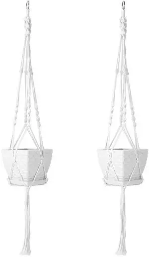 Fresh Fab Finds 2Pk 40in Cotton Plant Hangers Net Bags for Pots 411in - White - One size