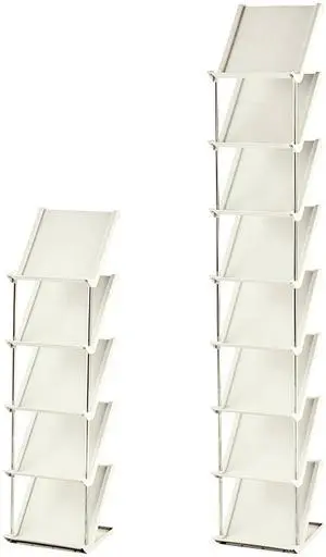 Fresh Fab Finds 5-Tier Stackable Vertical Shoe Rack, Space-Saving Design - Beige - 5-tier