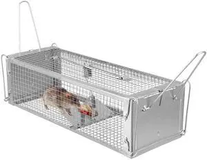 Fresh Fab Finds Dual Door Rat Trap Cage Humane Mesh Rodent Catcher w/ U Rod - Gray - One size