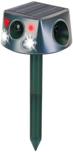 Fresh Fab Finds Ultrasonic Solar Animal Repeller w/ 6 Modes Motion Sensor - Black - One size