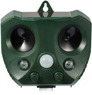 Fresh Fab Finds Solar Ultrasonic Animal Repeller w/ LED IPX4 Motion Sensor - Green - One size