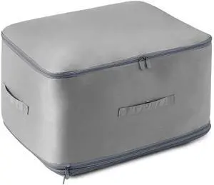 Fresh Fab Finds Foldable Storage Bag for Bedding w/ Compression Handles - Grey - Large