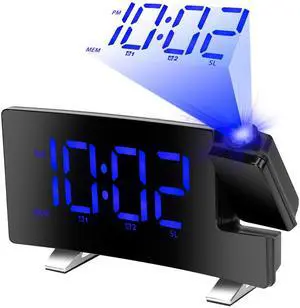 Fresh Fab Finds Curved Projection Alarm Clock USB, 4 Dimmer, 180° - Blue - One size Fresh Fab Finds Curved Projection Alarm Clock USB, 4 Dimmer, 180° - Blue - One size
