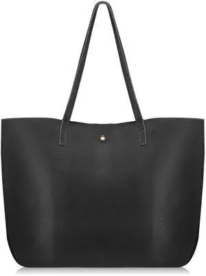 Fresh Fab Finds Womens PU Leather Tote Shoulder Handbag Large Capacity - Black - One size Fresh Fab Finds Womens PU Leather Tote Shoulder Handbag Large Capacity - Black - One size