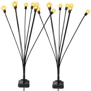 Fresh Fab Finds 2Pcs Solar Firefly Lights Waterproof Decorative Path Stake Lamps - Black - One size