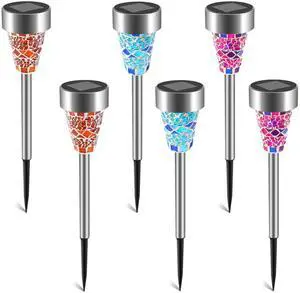 Fresh Fab Finds 6Pcs Solar Garden Lights Waterproof Pathway Lamps 8H Runtime - Multi - 6pcs