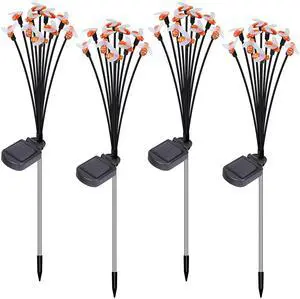 Fresh Fab Finds 4Pack Solar Bee Stake Lights Firefly Effect IP65 Waterproof Yellow - Black - One size