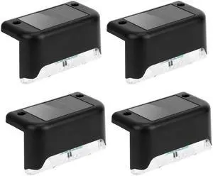 Fresh Fab Finds 4Pcs Solar Step Lights Water-Resistant Dusk Sensor Fence Lamps - Black - One size