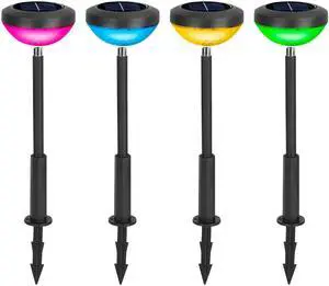 Fresh Fab Finds 4Pcs Solar Pathway Lights Color Changing Stake Garden Lamps - Black - One size