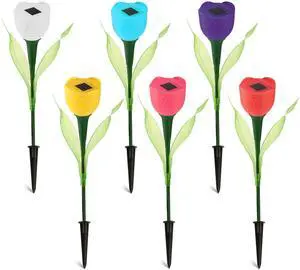 Fresh Fab Finds 6Pcs Solar Tulip Garden Lights IP54 Waterproof Pathway Stake Lamps - Multi - One size