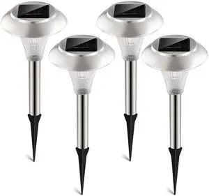 Fresh Fab Finds 4Pcs Solar Garden Lights Color Changing Pathway Lamps 10H Runtime - Gray - One size