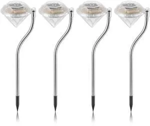 Fresh Fab Finds 4Pcs Solar Diamond Lights IP65 Color Changing Garden Stake Lamps - Gray - One size