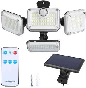 Fresh Fab Finds 2Pk Solar Wall Lights Motion Sensor w/ Panel 4 Heads 333LED - Black - One size