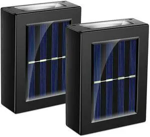 Fresh Fab Finds 2Pcs Solar Deck Lights 2LED Waterproof Stair Fence Lamps - Black - One size