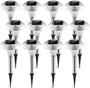 Fresh Fab Finds 12Pcs Solar Pathway Lights IP44 Color Changing Landscape Lamps - White - 12 pcs