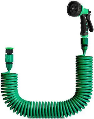Fresh Fab Finds EVA Recoil Garden Hose Self-Coiling w/ 7 Modes - Green - 20M