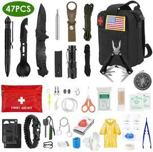 Fresh Fab Finds 47Pcs Emergency Survival Kit w/ EDC Tools & Pouch for Outdoor Use - Multi - One size