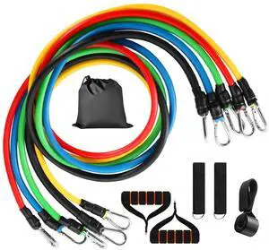 Fresh Fab Finds 11-Piece Resistance Bands Set with Door Anchor & Handles - Multi - One size