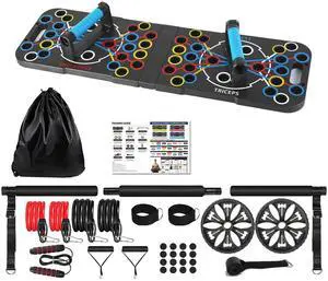 Fresh Fab Finds Multifunction Push Up Board Kit with 15 Fitness Accessories - Black - One size