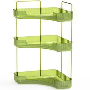 Fresh Fab Finds 3-Tier Corner Makeup Organizer Tray Shelf for Bath Vanity - Green - 3-tier