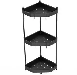 Fresh Fab Finds 3-Tier Steel Corner Shower Caddy Stand w/ Hooks Organizer - Black - 3-tier Fresh Fab Finds 3-Tier Steel Corner Shower Caddy Stand w/ Hooks Organizer - Black - 3-tier