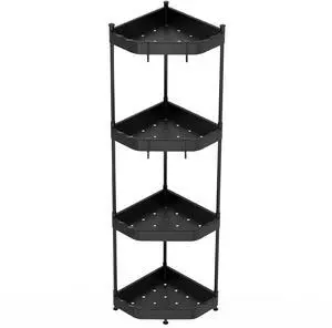 Fresh Fab Finds 4-Tier Steel Corner Shower Caddy Stand w/ Hooks Organizer - Black - 4-tier Fresh Fab Finds 4-Tier Steel Corner Shower Caddy Stand w/ Hooks Organizer - Black - 4-tier