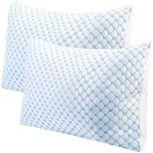 Fresh Fab Finds Cooling Gel Memory Foam Bed Pillow Ventilated Heat-Reducing Washable Cover - Blue - Queen