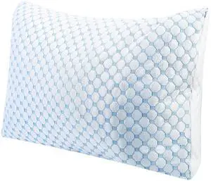 Fresh Fab Finds Cooling Gel Memory Foam Bed Pillow Ventilated Heat-Reducing Washable Cover - Blue - Queen